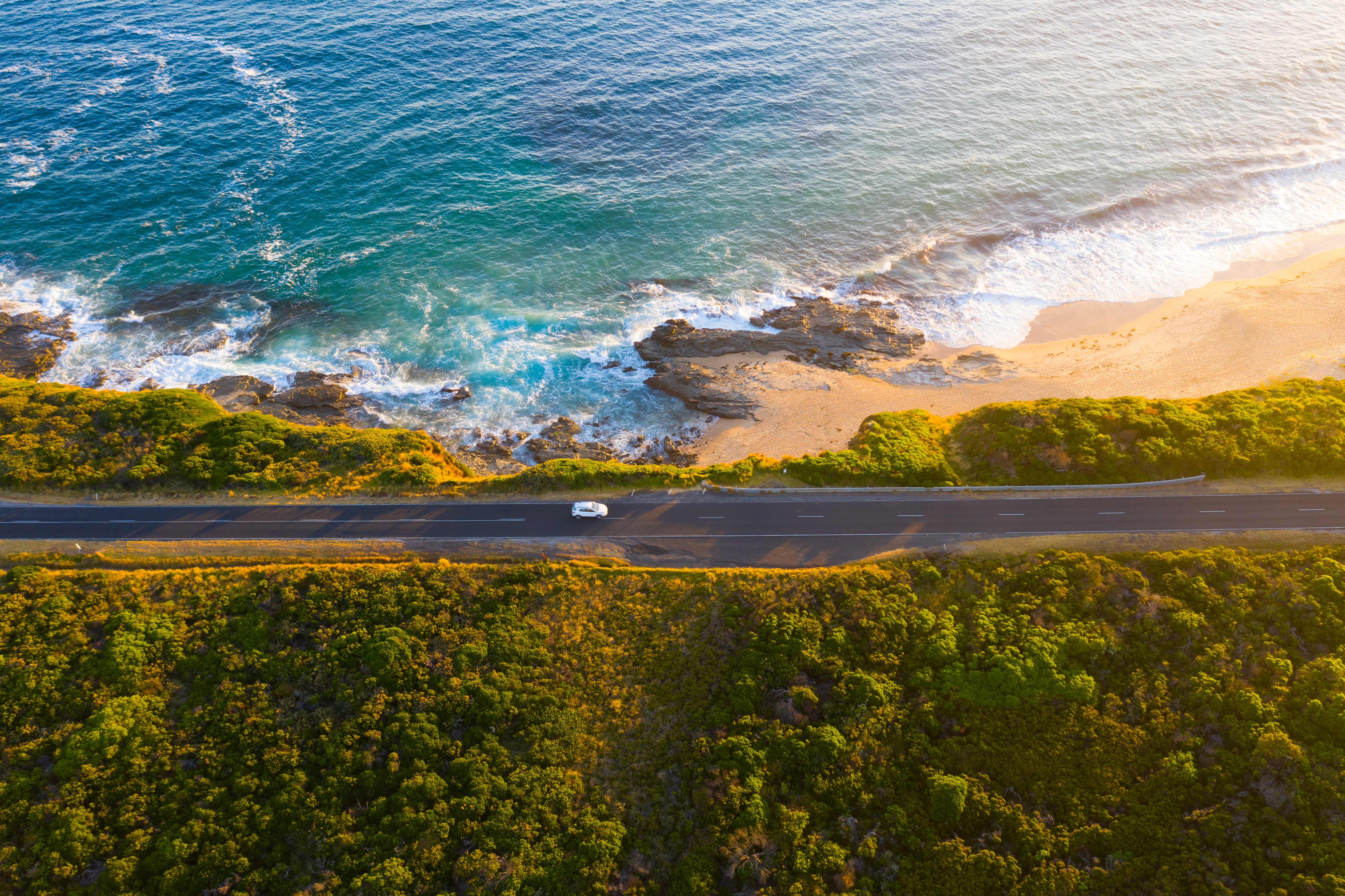 Car on coastal road