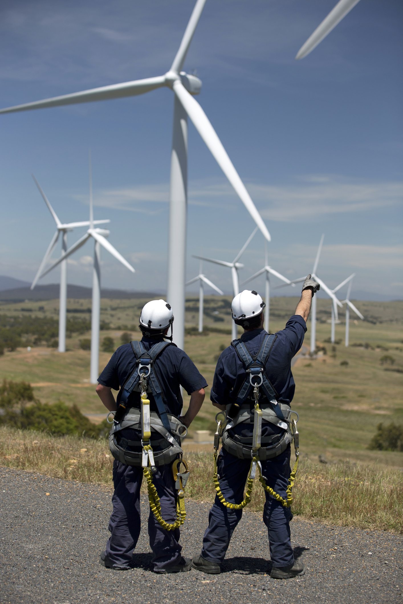 Wind turbine with two workers